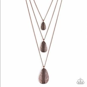 Long 3 Tier Copper Necklace & Matching Earrings